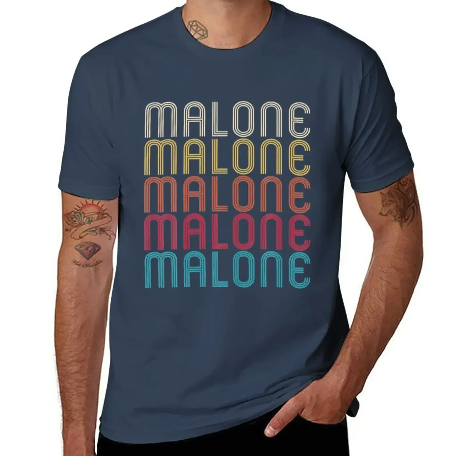 Malone Retro Vintage Style Name T-Shirt Short sleeve tee plus size tops new edition slim fit t shirts for men