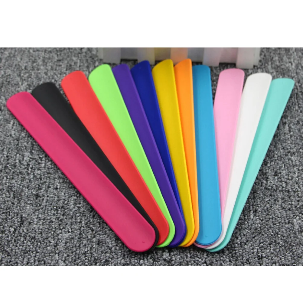 12 Pcs Silicone Bracelet Girls Bracelets Rainbow Slap for Kids Earrings Color Flash