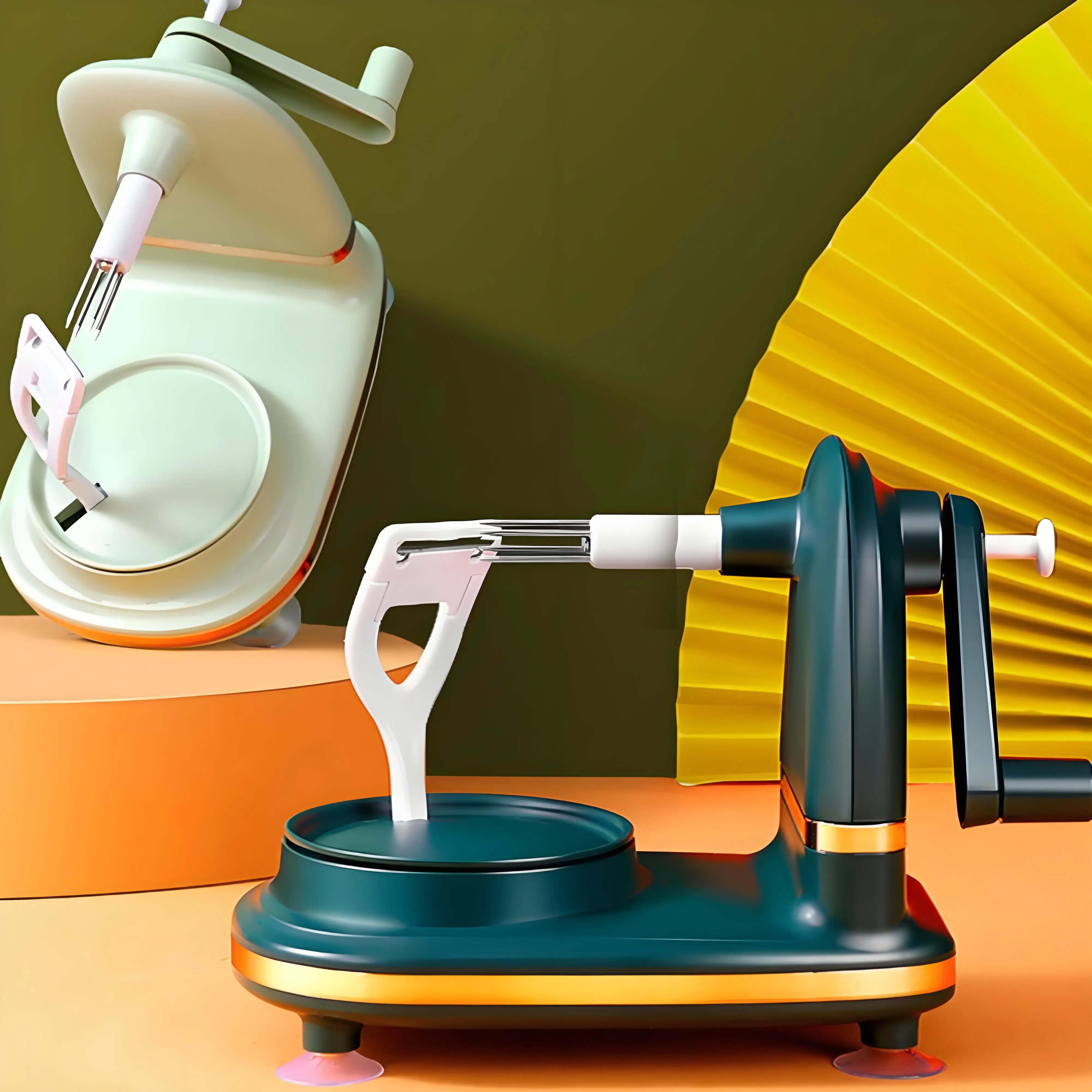 مقشرة فواكه يدوية مع كوب شفط، أداة مطبخ موفرة للعمالة للتقشير الآمن