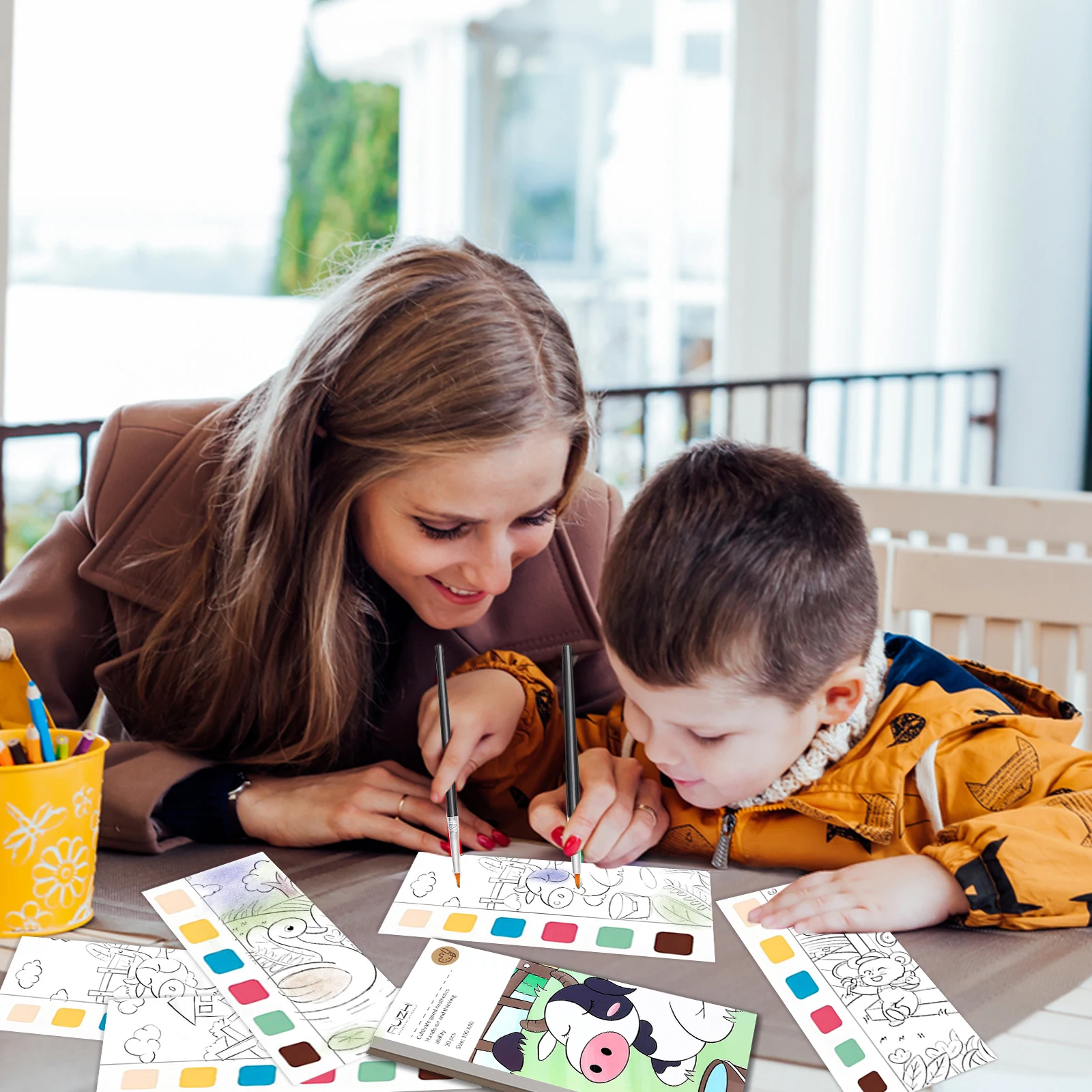 Verf met waterboeken, aquarel kleurboek, zak aquarel boek, reis magische verfset zak handboek geboorte