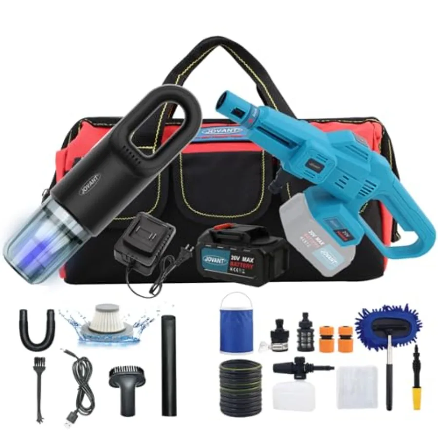 

Беспроводная мойка высокого давления и ручной пылесос 350PSI, портативный очиститель, перезаряжаемый, 12000PA, комплект для чистки автомобиля под высоким давлением