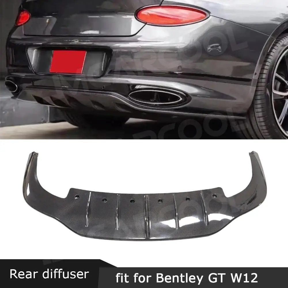 

Carbon Fiber Rear Diffuser Bumper Lip Spoiler for Bentley Continental GT W12 2018-2021 Rear Bumper Lip O Style FRP Black