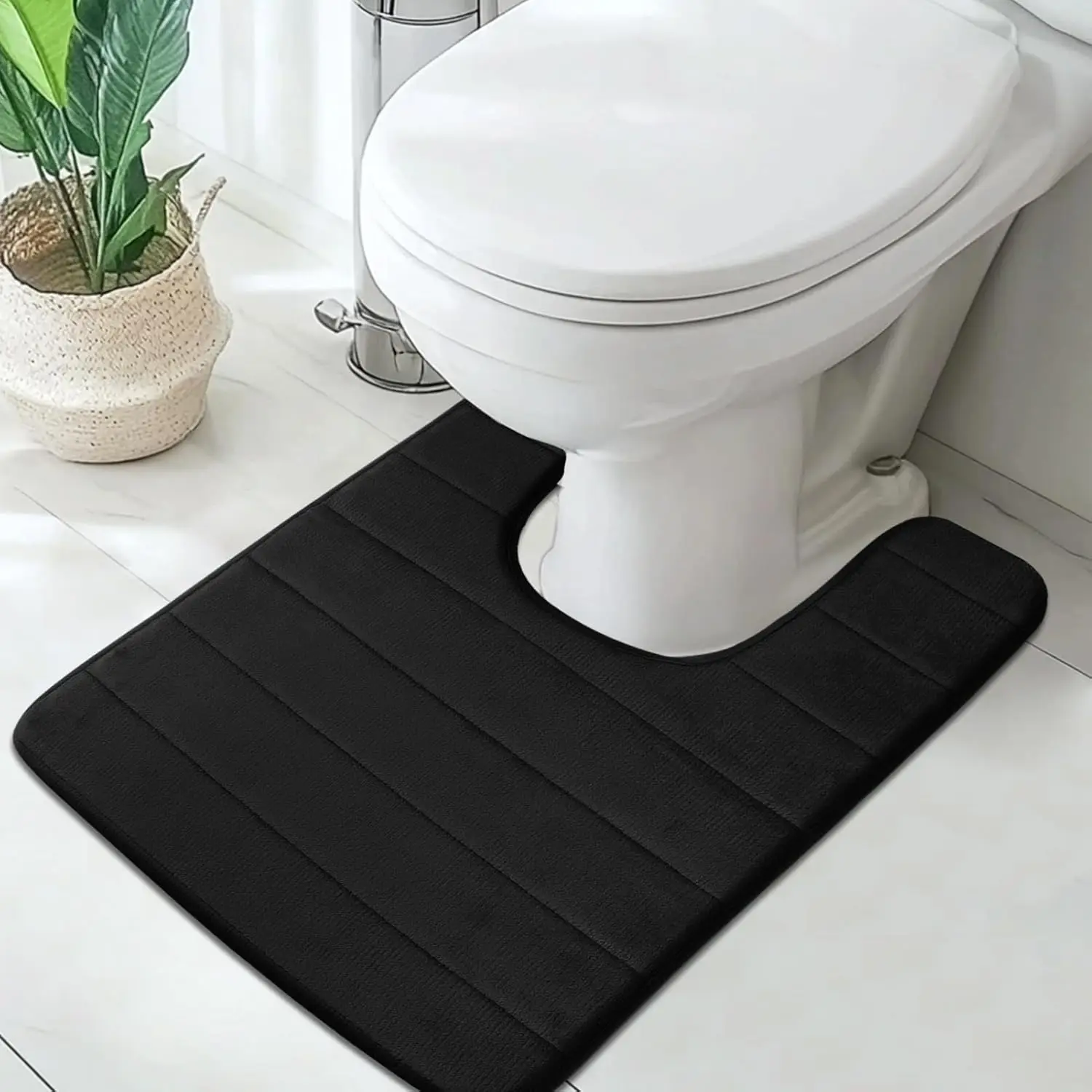 U-Shape Bathroom Mat 50x60CM Ultra Absorbent Memory Foam Bath Mat Non-Slip Toilet Mat for Bathroom Floor Home Decoration