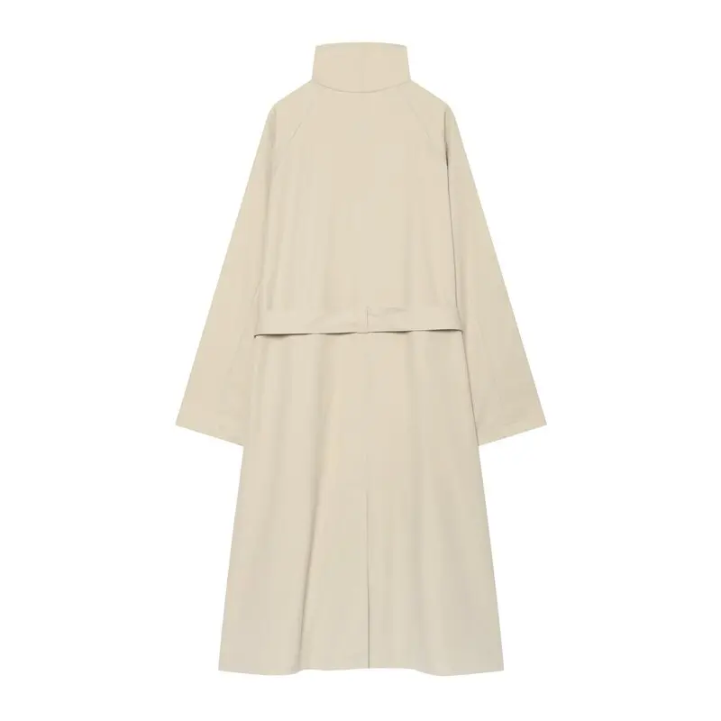 New 2026 Autumn Women's Long Sleeve Stand Collar Double Frontal Belted Long Coat Windbreaker Fashionable Elegant Outerwear