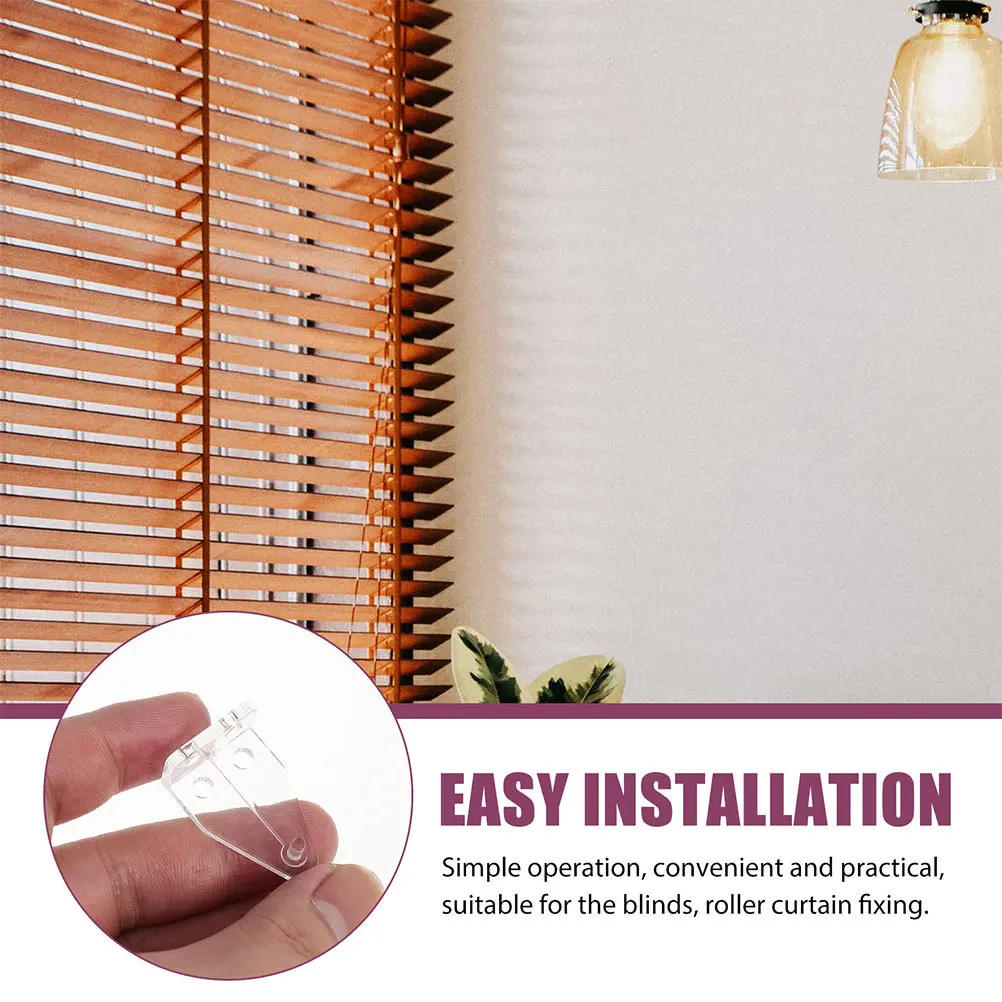 Soportes de sujeción para persianas de plástico transparente, Clips de soporte de riel inferior de 1 pulgada, repuesto seguro para persianas horizontales, 24 Uds.
