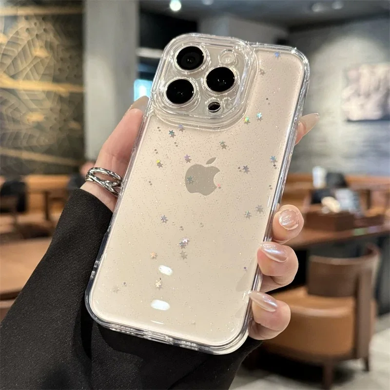 Funda de lujo transparente con brillantina y destellos para iPhone 17 16 15 14 13 12 11 Pro Max XR X XS 8Plus a prueba de golpes 3