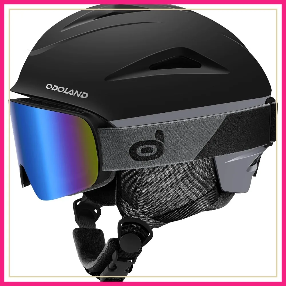 

Ski Helmet with Goggles Set, Shockproof Snowboard Helmet for Adults & Youth, Windproof Safety Gear, Audio Compatible
