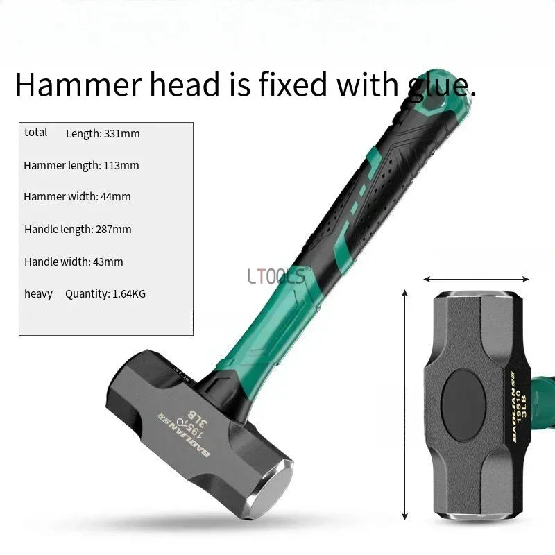 Multifunctional High Carbon Sledge Hammer Spray Rust Prevention Solid Durable and Sturdy Household Octagonal Hammer Hand Tools