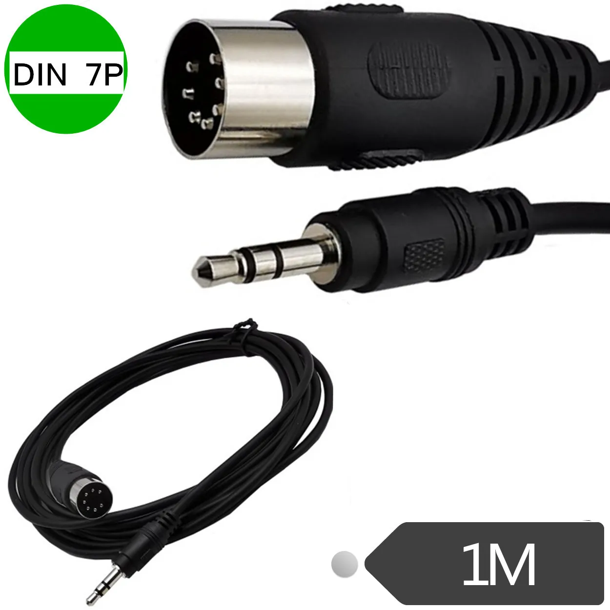 ตัวผู้ DIN 7ขาเป็น DC 3.5มม. 1/8in สเตอริโอตัวผู้คอมพิวเตอร์ทีวี MP3โทรศัพท์มือถือ DIN7P kabel Audio Video 1ม.