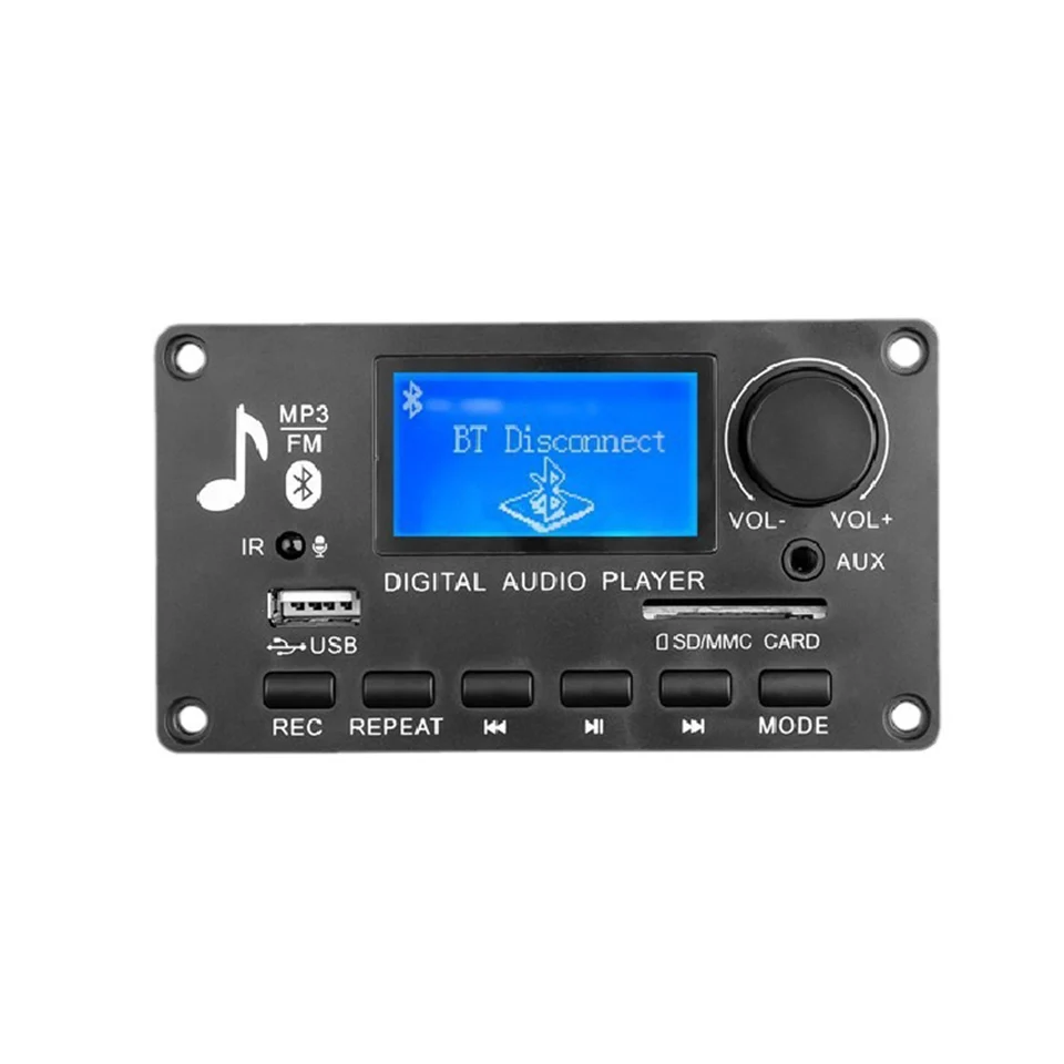 블루투스 5.0 자동차 MP3 디코더 보드, DC 12V LCD 컬러 스크린 FM 라디오, USB TF AUX 볼륨 컨트롤러, 스피커용 음악 플레이어