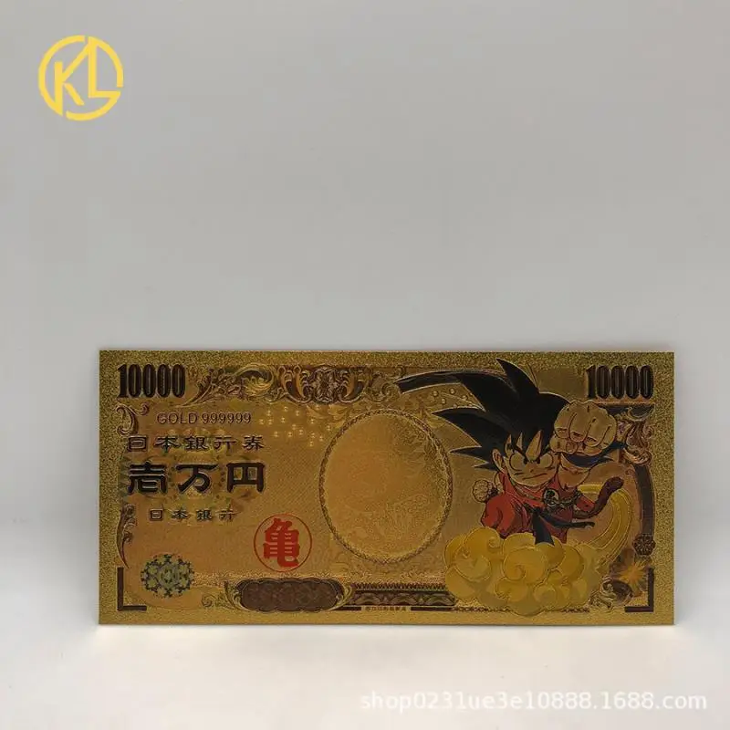 Dragon Ball Anime Cartoon Goku Majin Buu Plastic Gold Foil Ins Collection Commemorative Toy Gold Banknote Holiday Gifts