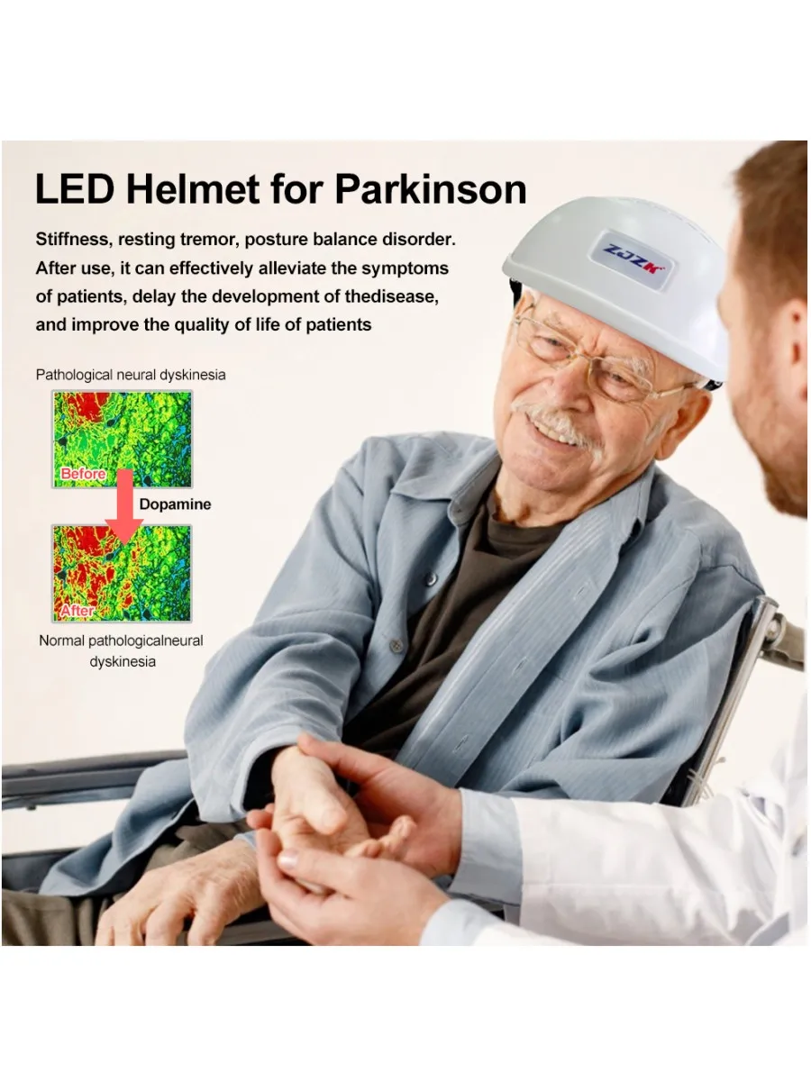 ZJZK 810nm caregivers use Neurofeedback Transcranial LED Stimulation helmet for Brain Degeneration Parkinson Alzheimer Dementia