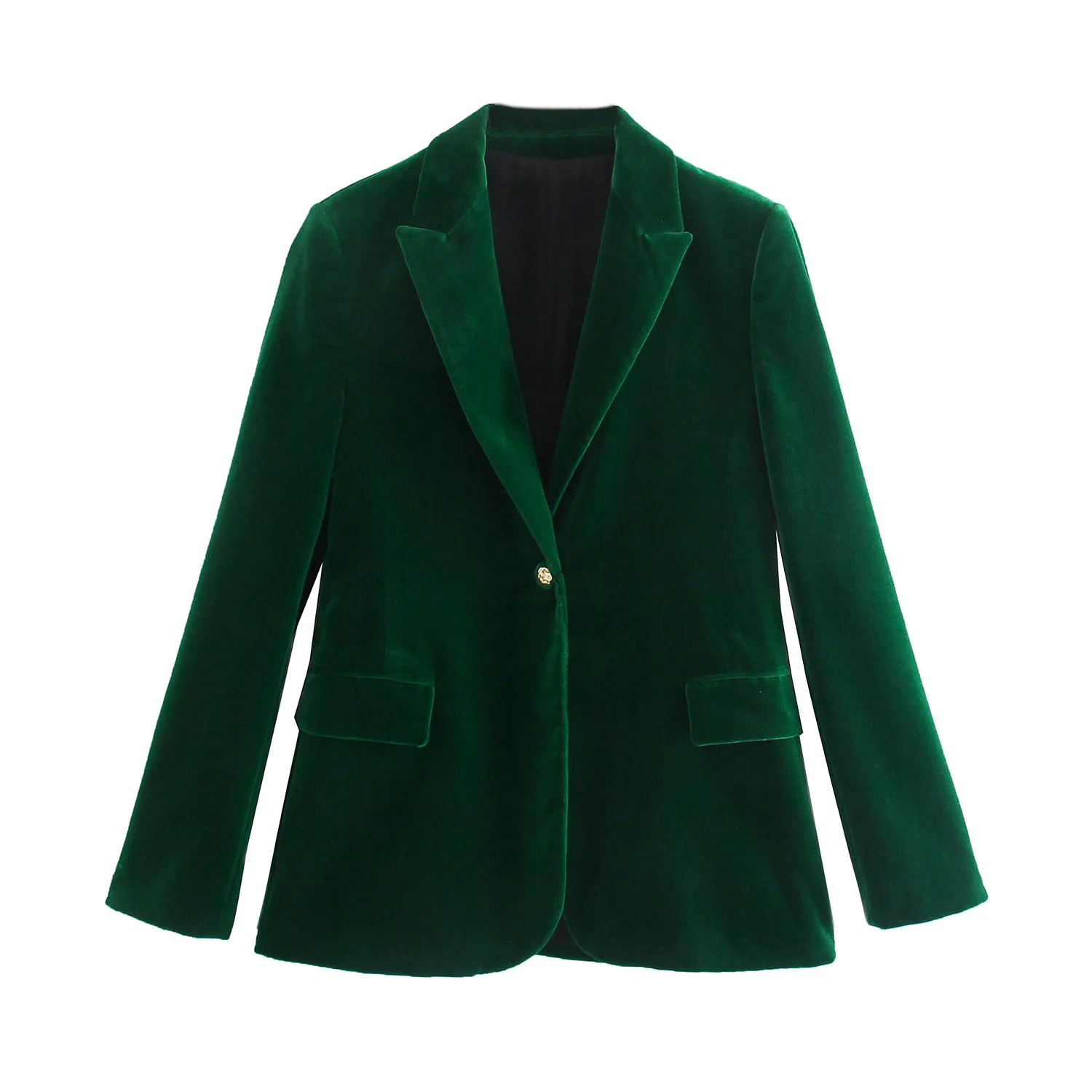 Green Velvet Suit Jacket Office Ladies Jacket Female Elegant Two Buttons Long Sleeve Party Blazer Tops