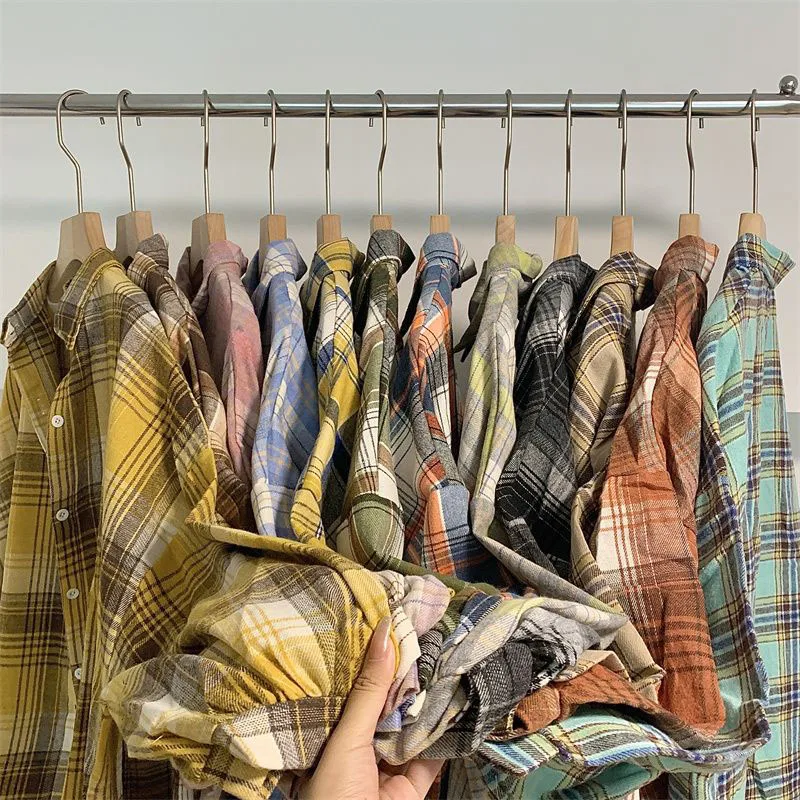 Xpqbb Plaid Shirt Women Autumn Vintage Long Sleeve Single Breasted Blouse Ladies Harajuku Preppy Style Loose Check Shirts Woman