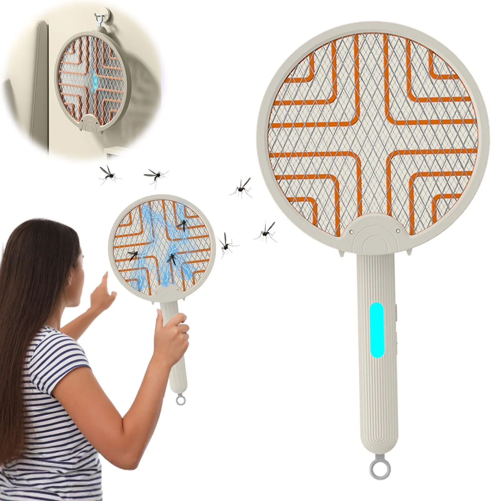 Foldable Electric Fly Swatter Portable Fly And Trap Lamp For Indoor Removal Spray Gnat for House Indoor Sticky Paper for Mice