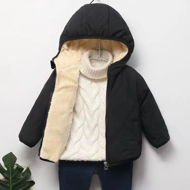 Baby Boys Girls Warm Jackets Kids Winter Thick Casual Down Coats Infants Plus Velvet Snowsuit Children Hooded Cotton Clothes