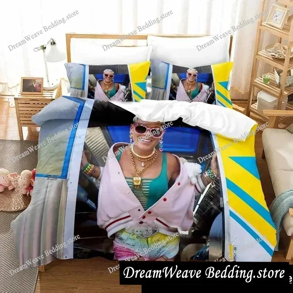 Personality Hip Hop Pink Singer Tour Bedding Set Duvet Cover Bed Set Quilt Cover Pillowcase Comforter King Queen Size Boys Adult