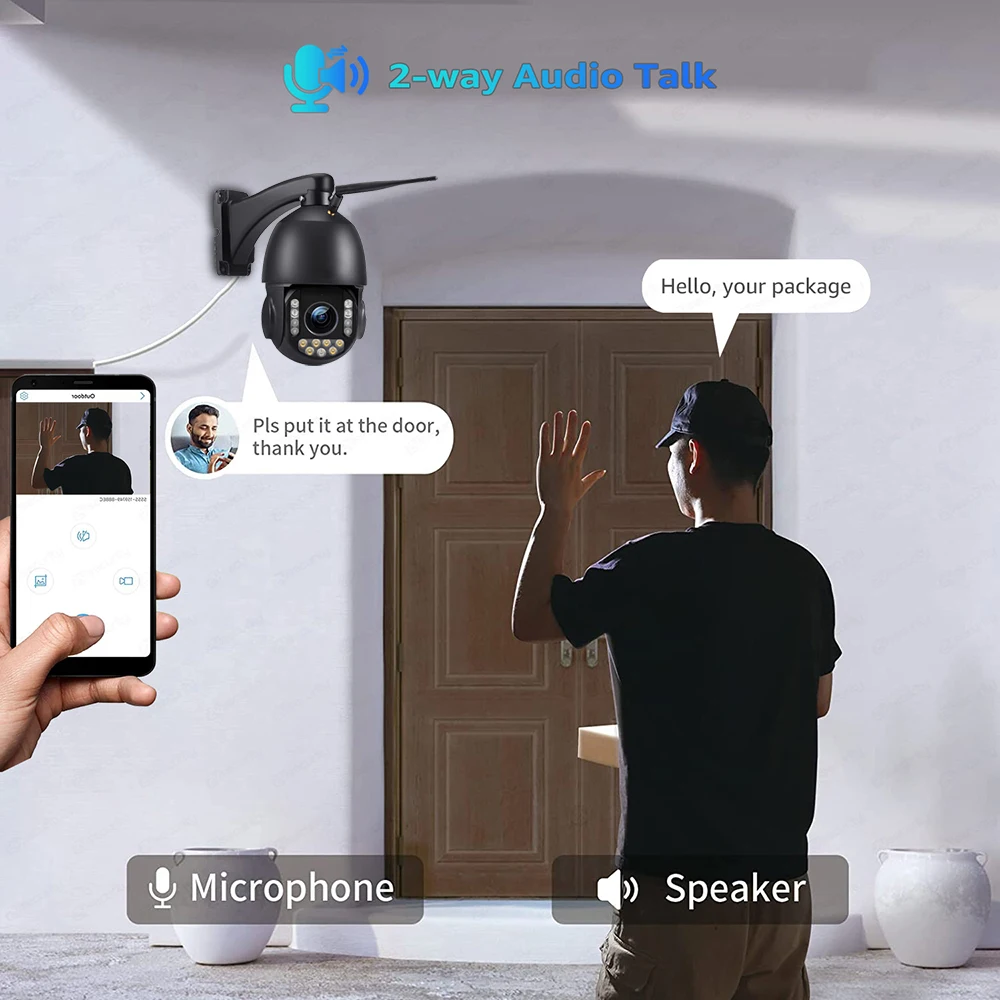 4K 8MP 30X ซูม WiFi กล้องเฝ้าระวังกลางแจ้งเพดานการติดตามอัตโนมัติโดมความเร็ว PTZ สี Night Vision PoE กล้อง IP