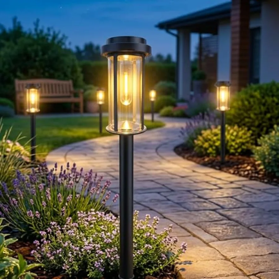 Solar Lights Outdoor, 8 Pack Upgraded Solar Pathway Lights, LED Solar Garden Lights, Waterproof Outdoor Solar Lights for Path,