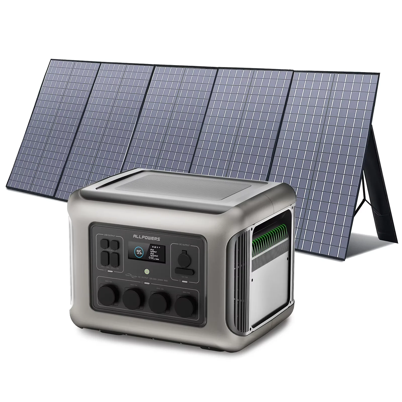 ALLPOWERS R2500 Draagbare Power Station 1920Wh 2500W Zonnegenerator & SP037 Zonnepanelen 400W / 2X400W Zonnelader voor Kamperen