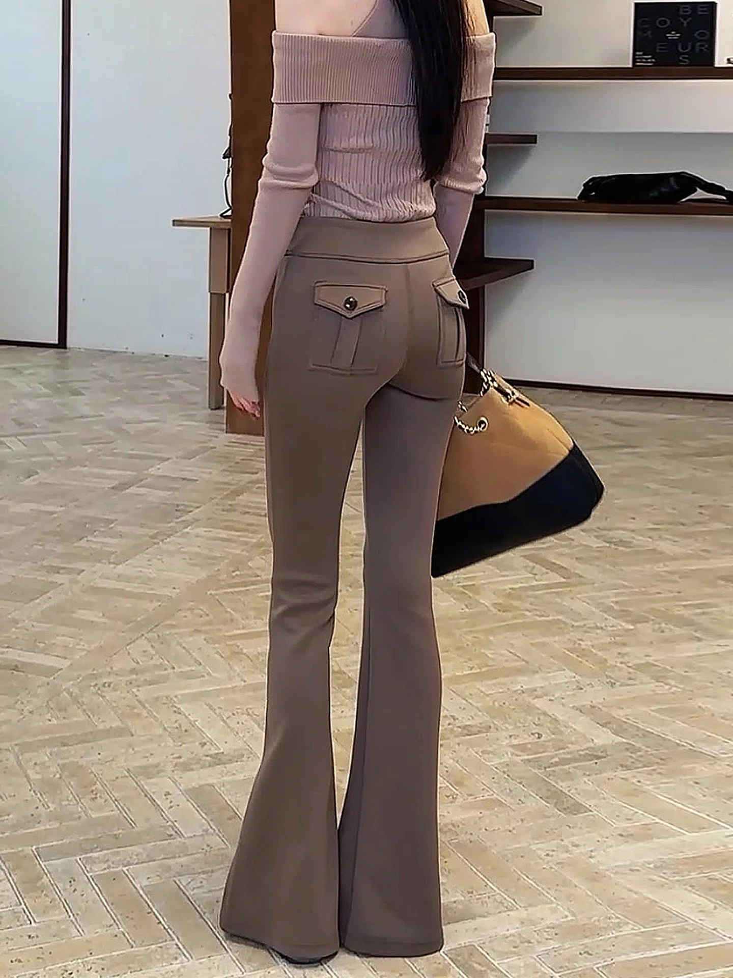 

Brown Casual Flared Sweatpants Women's Spring 2026 New Slimming Sports Yoga Pants High Waist Knitted plus Size Ladies Trousers