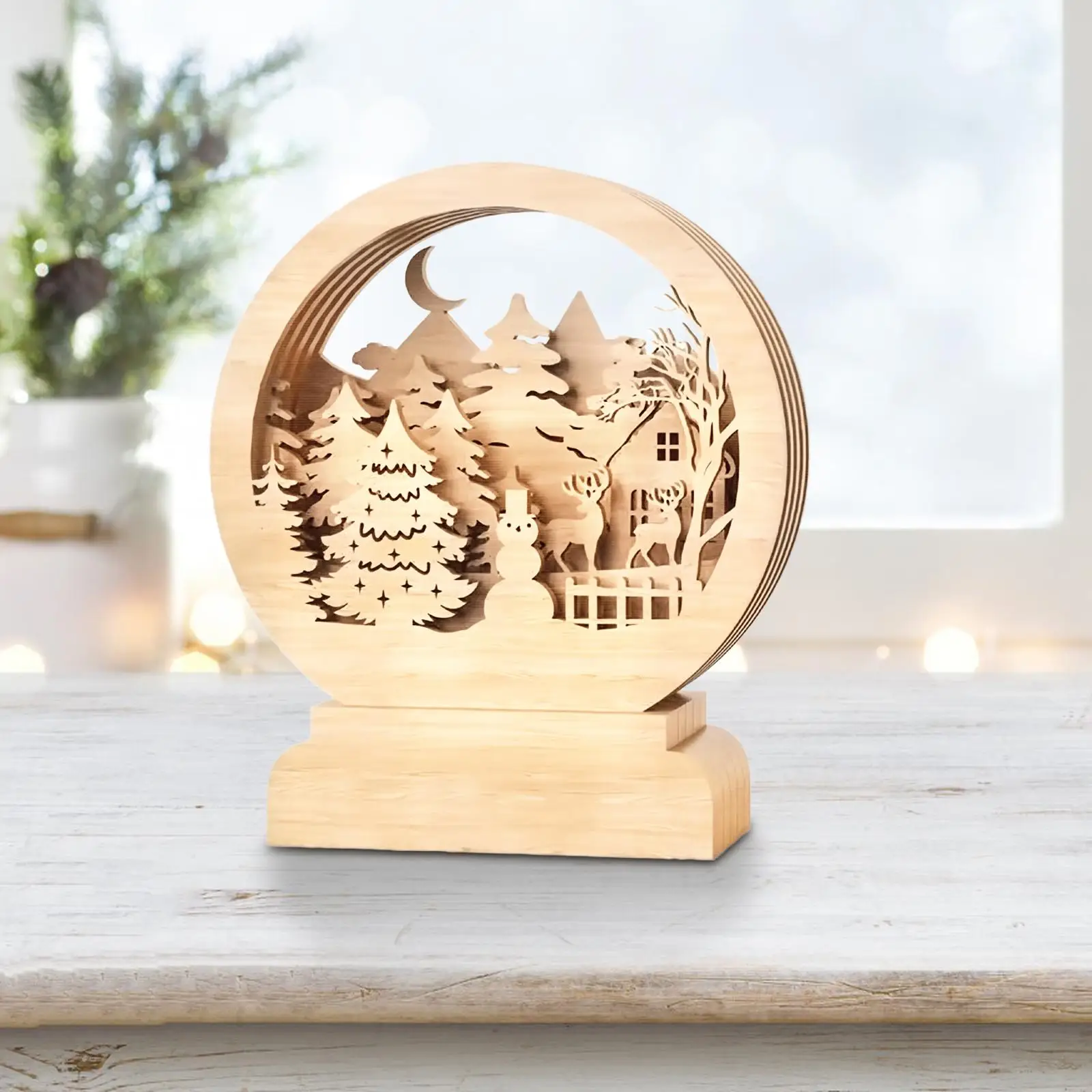 

Wooden Christmas Tree Christmas Decor Collectible Unique Display Statue Table