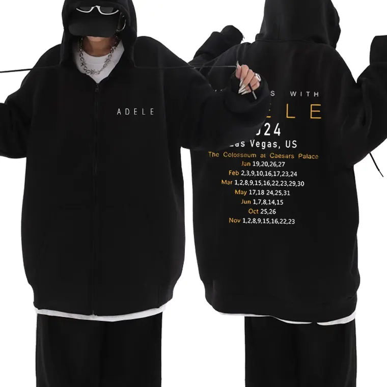 Singer Adele Tour 2024 Weekeds with Adele Zipper Hoodie Men Women Fashion Casual Zip Up Jacket Men's Oversized Zip Up Hoodies