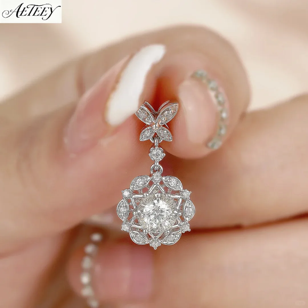 AETEEY S925 Silver Butterfly Camellia Moissanite Brooch Niche Luxury High-End Women Jewelry Pendant