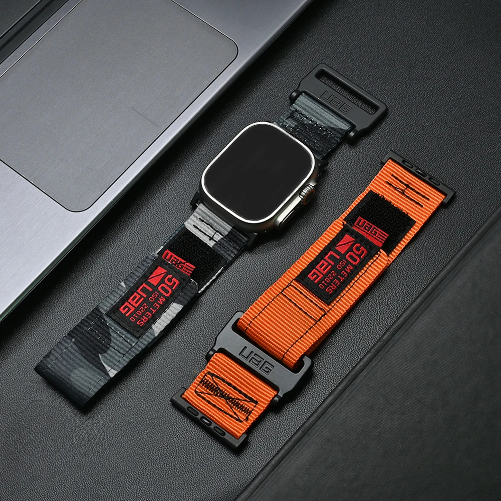 Nylon Loop Strap For Apple Watch Series 9 8 7 45mm 41mm Ultra 2 49mm Men Sport Band For iWatch Series 6 5 4 3 se 44mm 40mm 42mm