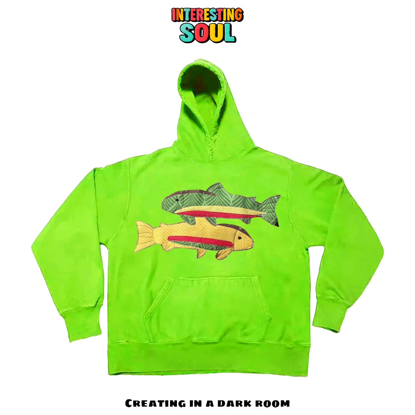 Artist's Oil Painting Little Fish Hoodie Unisex Long Sleeve Cotton Casual Comfortable Fashionable Urban Outfit UVA Protection