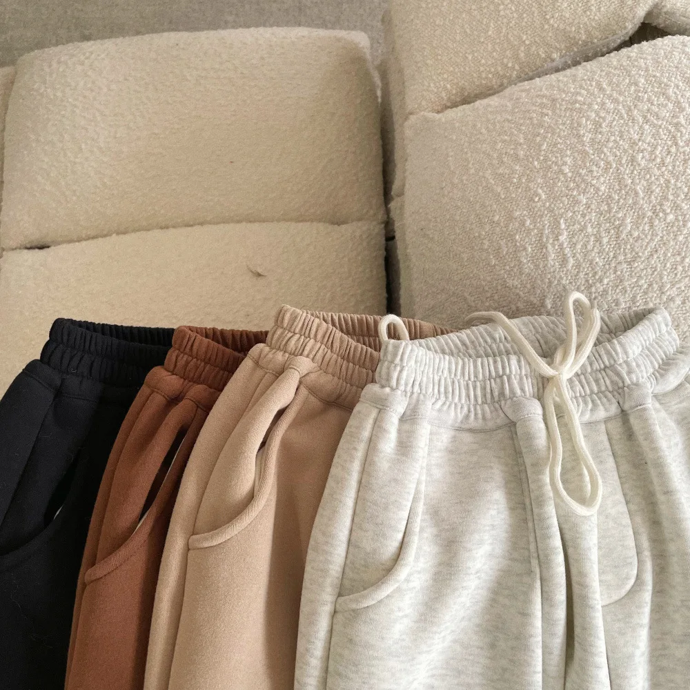 RAISE Winter Children Boy Wide Leg Pant Cotton Fleece Thick Drawstring Toddler Boy Trouser Loose Solid Casual Kid Boys Sweatpant