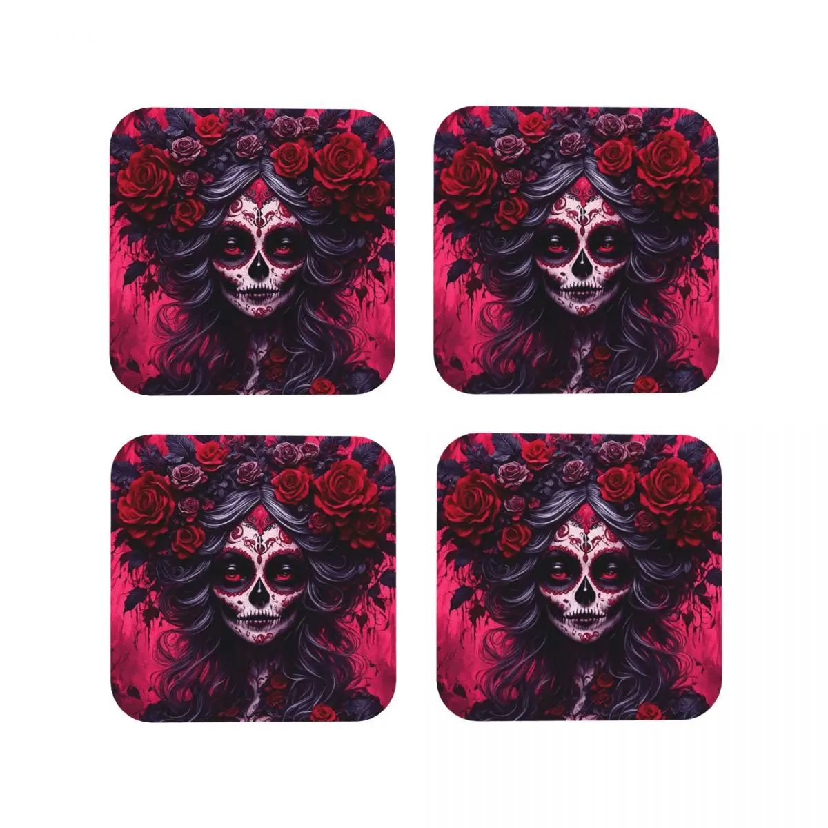 

Мексиканские подставки под кружки и чашки с изображением Катрины и сахарного черепа ко Дню мертвых для дома, кухни, столовой, бара