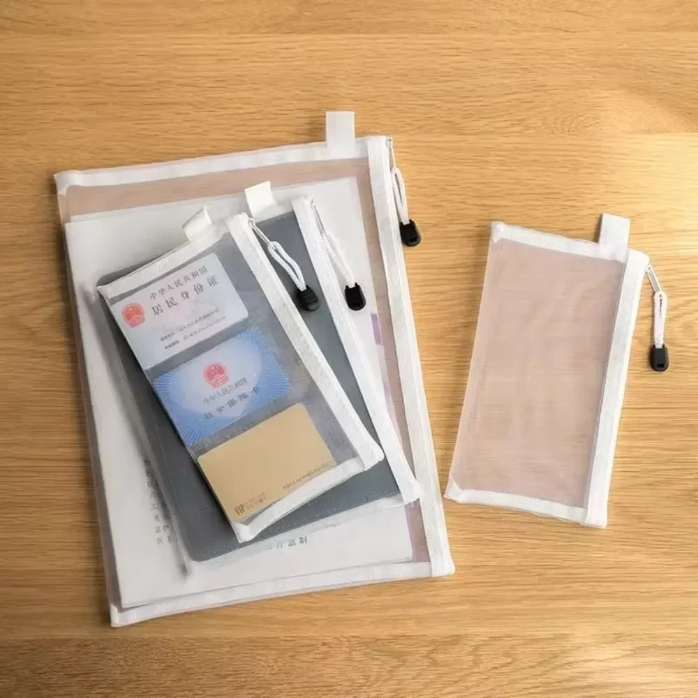 กระเป๋าซิป A4/A5/A6ตาข่ายกระเป๋าใส่เอกสารซิปกันน้ำโฟลเดอร์แฟ้มโรงเรียนสำนักงานกล่องดินสอกระเป๋าเก็บเครื่องสำอาง3ชิ้น