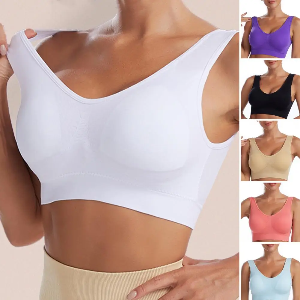 Women Brassieres Shockproof Full Coverage Push Up Plus Size Wire Free Women Brassieres   Sports Bra Vest  for Daily Wear