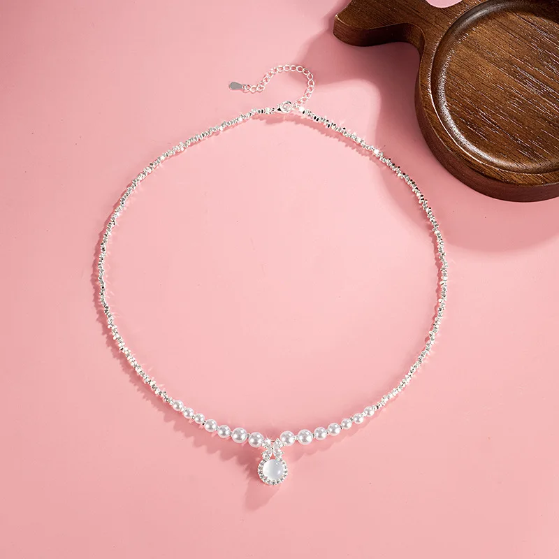 Shijia Pearl Broken Silver Escape Princess Necklace Women's Korean Version Temperament Elegant Advanced Collarbone Chain
