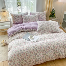 3-piece active printed plant duvet set, one duvet cover and a pair of pillowcases (no inner core), suitable for the bedroom