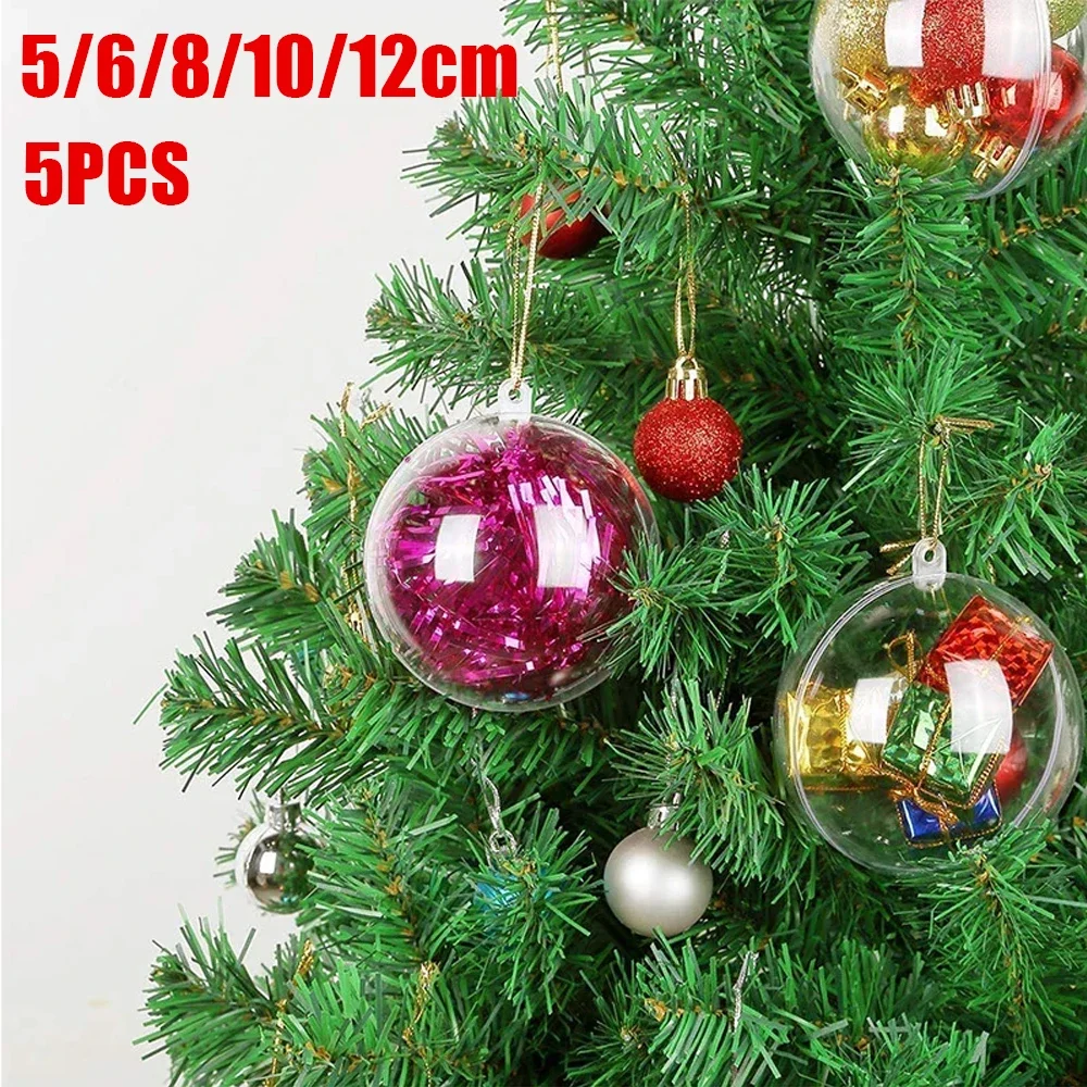 

5PCS Clear Plastic Ornaments Balls Xmas Tree Hanging DIY Mold for Christmas Wedding Party Baubles Hollow Ball Candy Box Navidad