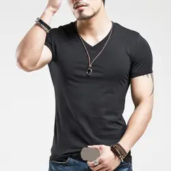 2022 New Men T Shirt Fitness V neck Man T-shirt For Male Clothing T-shirts M-5XL Tops Tees ropa hombre ​футболка мужская