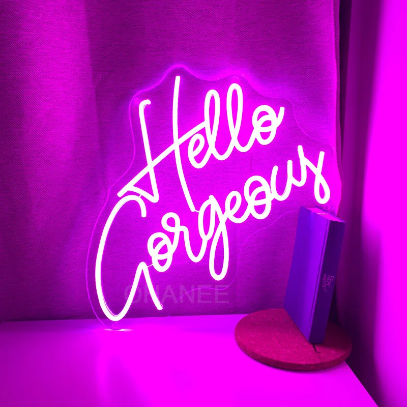 

Custom Made Hello Gorgeous Neon Sign Wall Lights Party Wedding Shop Window Birthday Decoration Hello gorgeous neon sign light