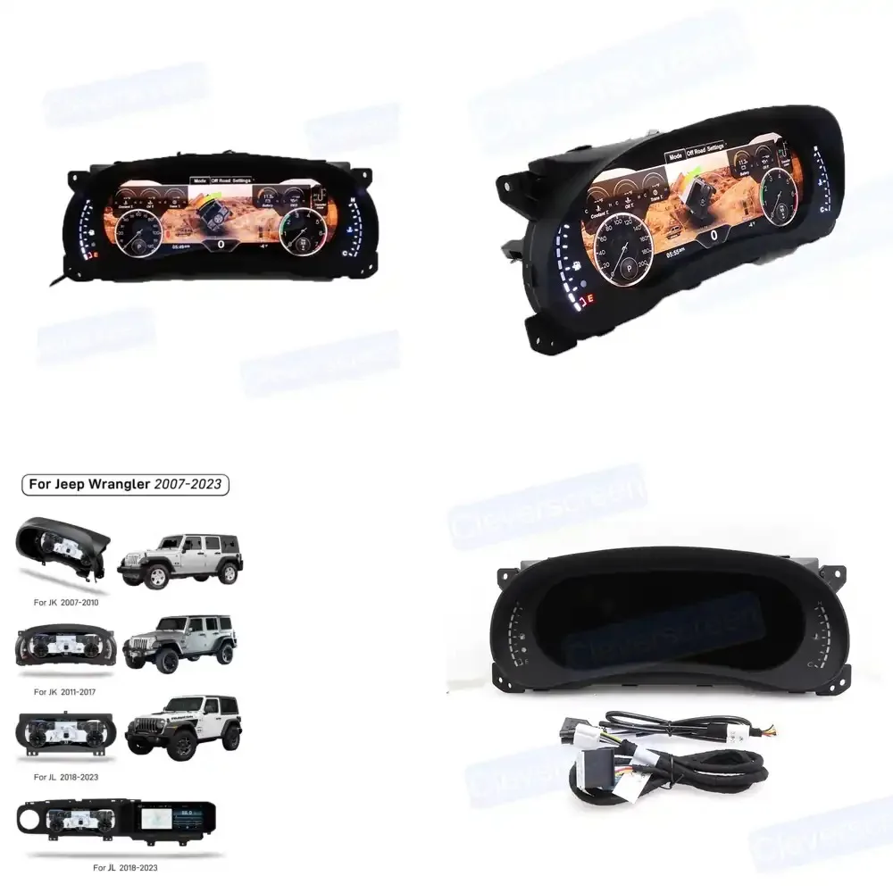 12.3''Car Digital Dashboard LCD Instrument Panel Speedometer for Wrangler 2007-2023 Cluster
