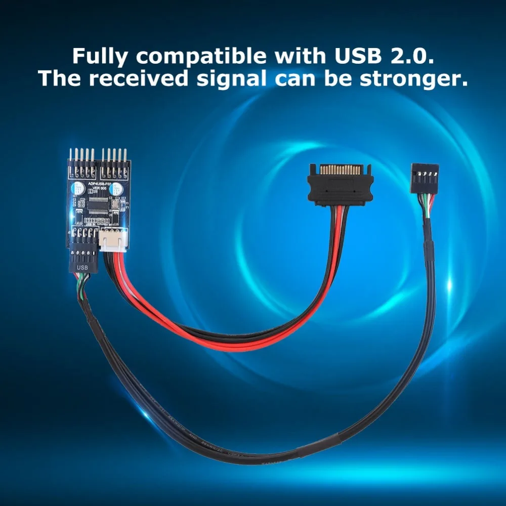 Compatibility 9PIN 1 To 2 USB Extension Cable with Power Cable Portable USB Extension Hub USB Port Multiplier Computer Case