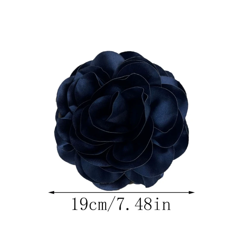 ZB91 French Style Flower Lapel Pin Silk Florals Brooch Pin Fashionable Statement Accessory Lightweight Breastpin Jewelry