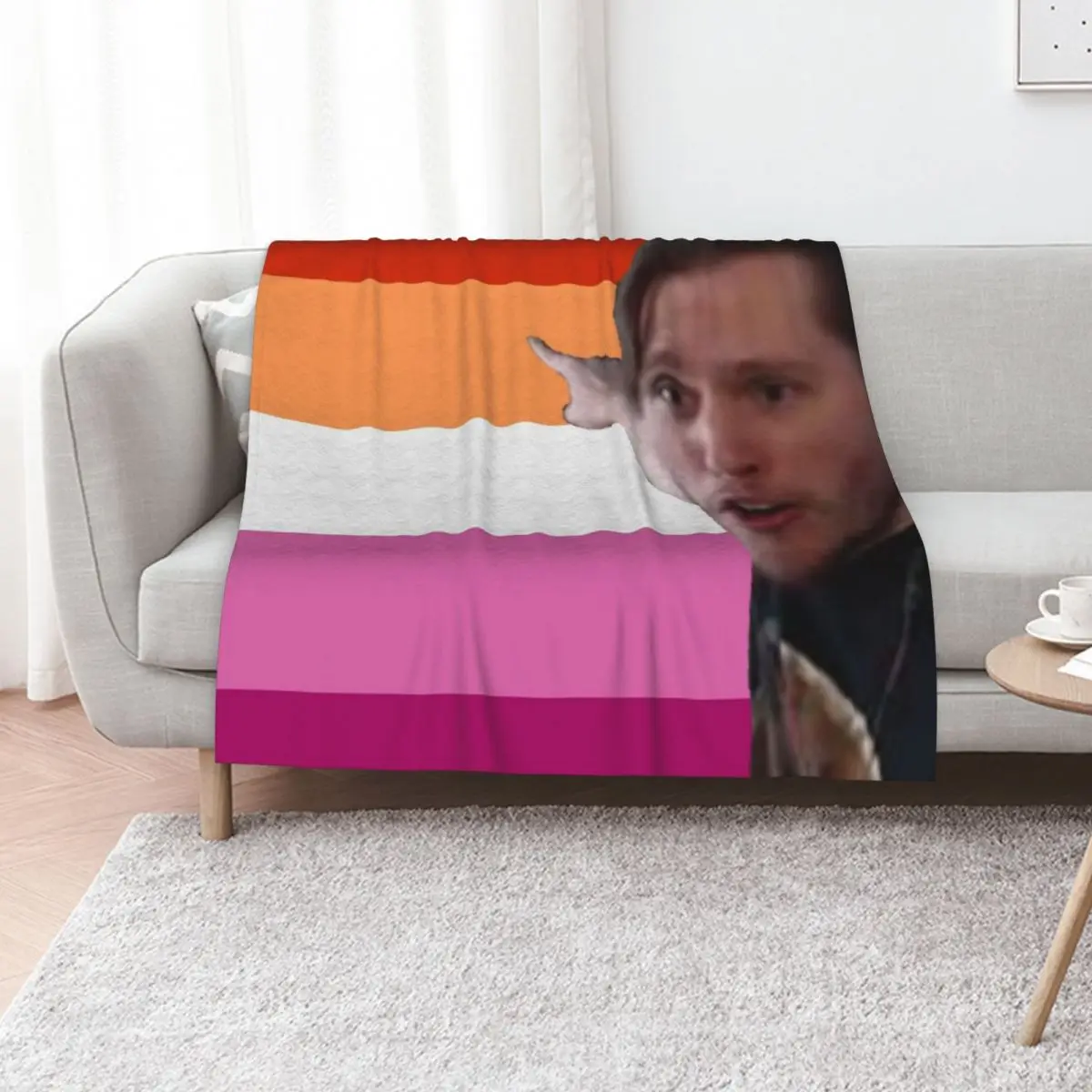 

jerma pointing at the lesbian flag Throw Blanket Picnic for babies christmas gifts Furry Blankets