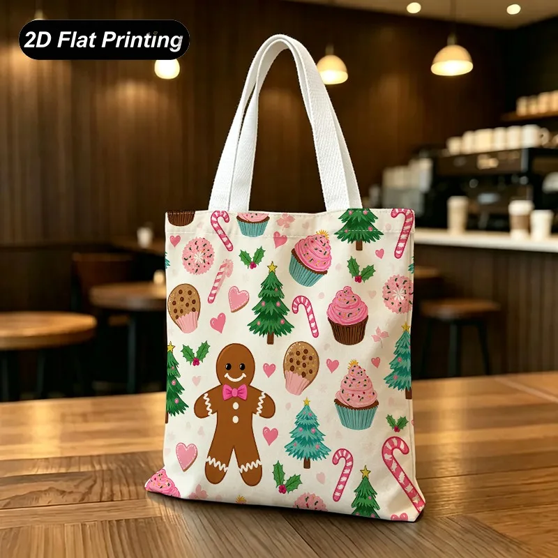 1PC【Tote Bag】2DFlat effect，Cute-themed printed tote bag，Large-capacity casual style，Adapted shopping、Daily Commute