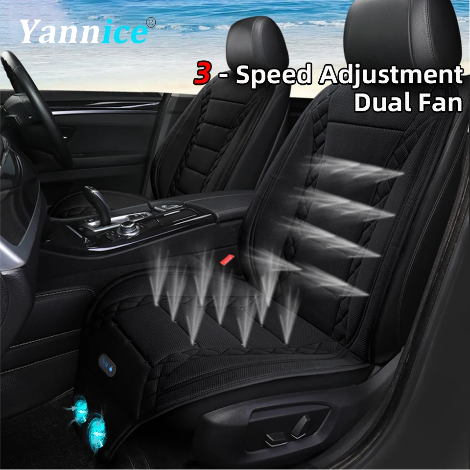 

USB Car Cool Air Front Seat Cushion With Dual Fan 12V/24V Universal Car Interior Seat Cooling Pad Rapid Cooling Car Fan Seat