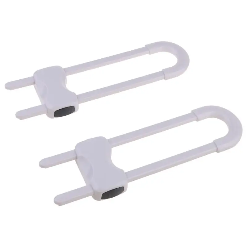 2 Pack Child Safety Sliding Cabinet Locks Baby U Shape Sliding Safety Latch Lock P31B