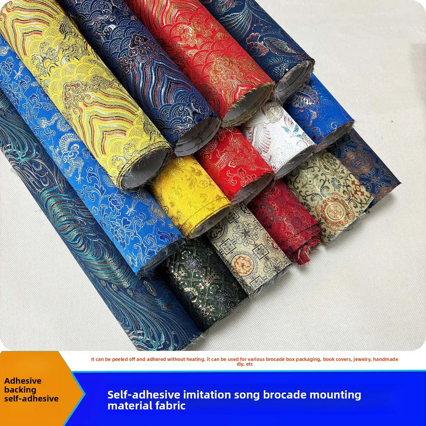 

Self-Adhesive Imitation Song Jinzi Painting Embellishment Fabric DIY Cloth Song Box Packaging Picture Frame Tangka Decoration