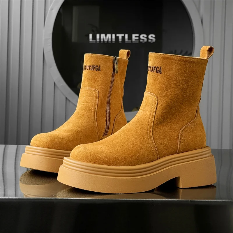 

Ботинки «Челси» в британском стиле, мужские желтые женские высокие ботинки на молнии, удобные замшевые ботинки «Челси» для мужчин, botines hombre