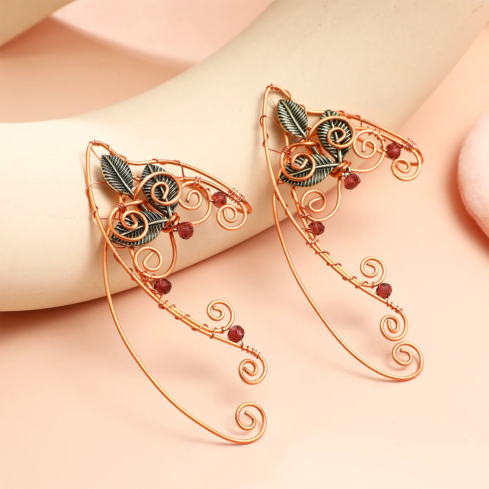 

2pcs Alloy Ear Clips for Women Lightweight Retro Leaf No Piercing Easy Wear Halloween Christmas Cosplay