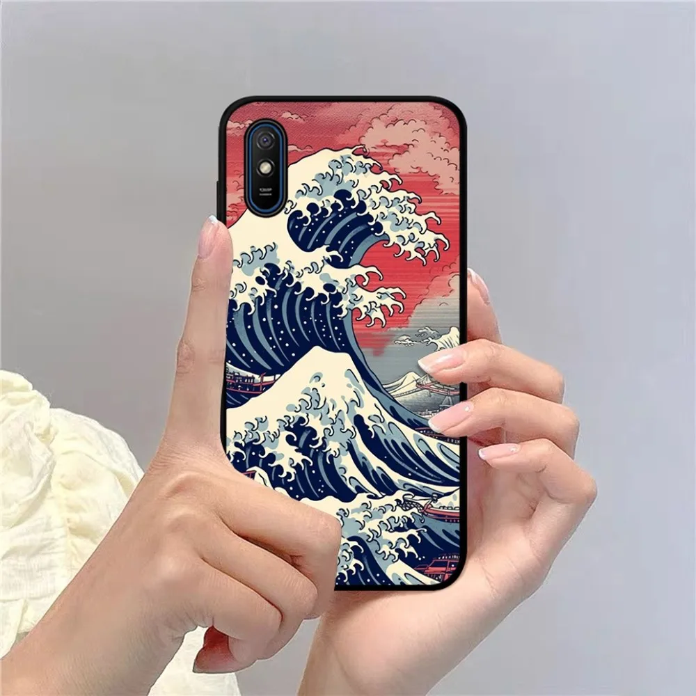 Japanese Illustration Waves Phone Case For Redmi 5 6 7 8 9 10 Plus Pro 6 7 8 9 A GO K20 K30 K40 Pro Plus F3 Fundas